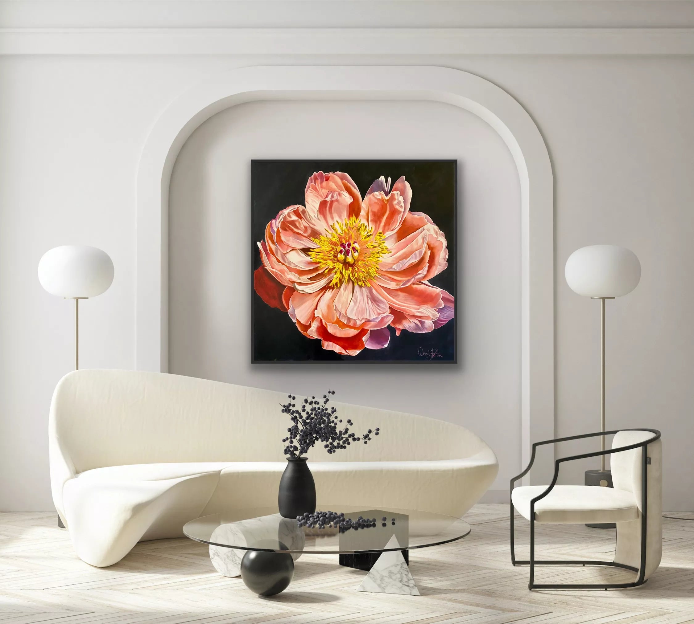 Original mixed media and oil paintings by Wendy Peters showing the incredible vibrant colours in flowers.