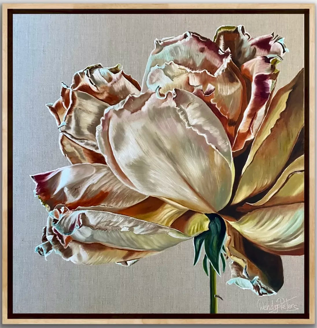 Dupion Rose - Framed