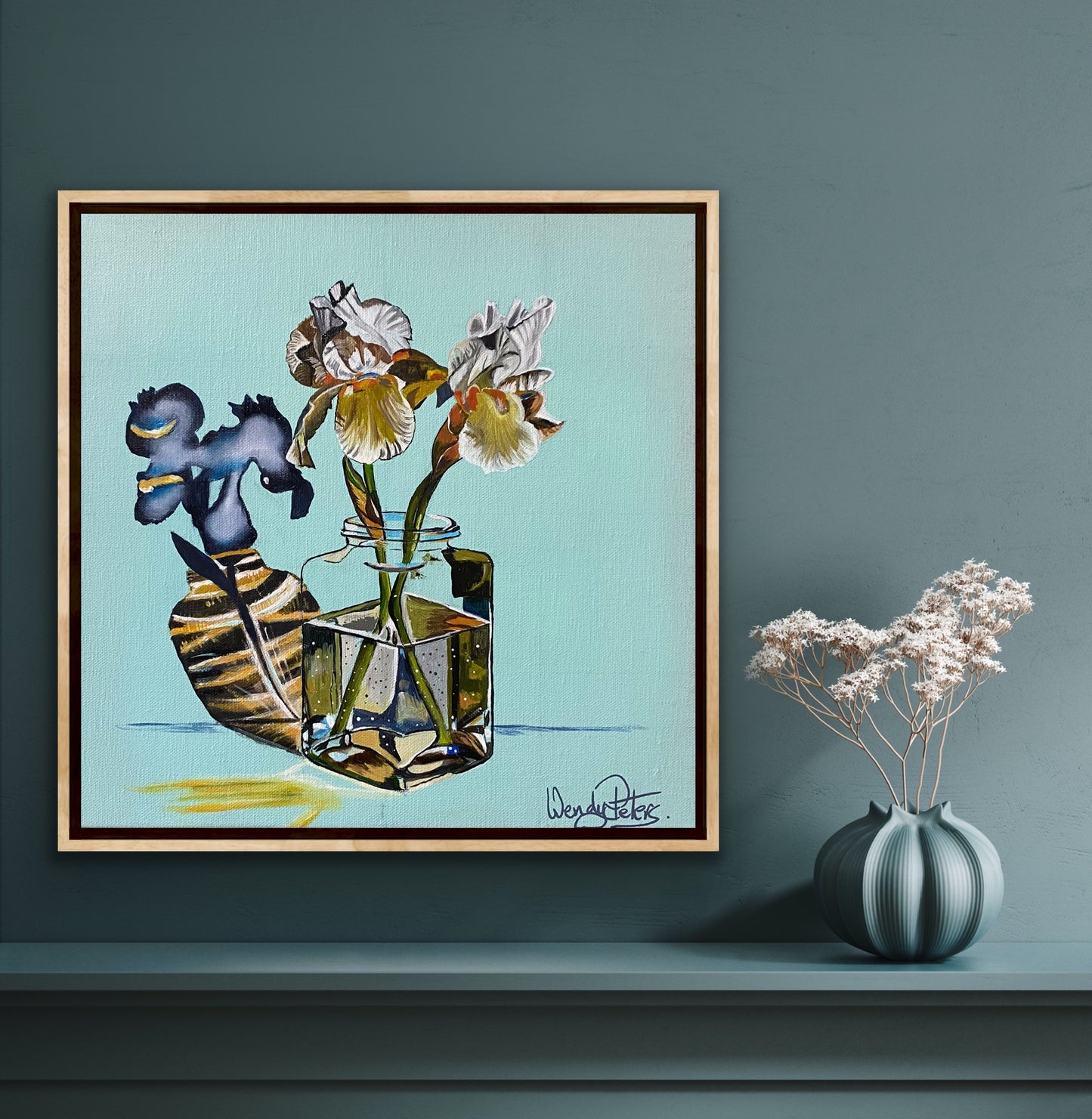 Irises in Glass - Framed