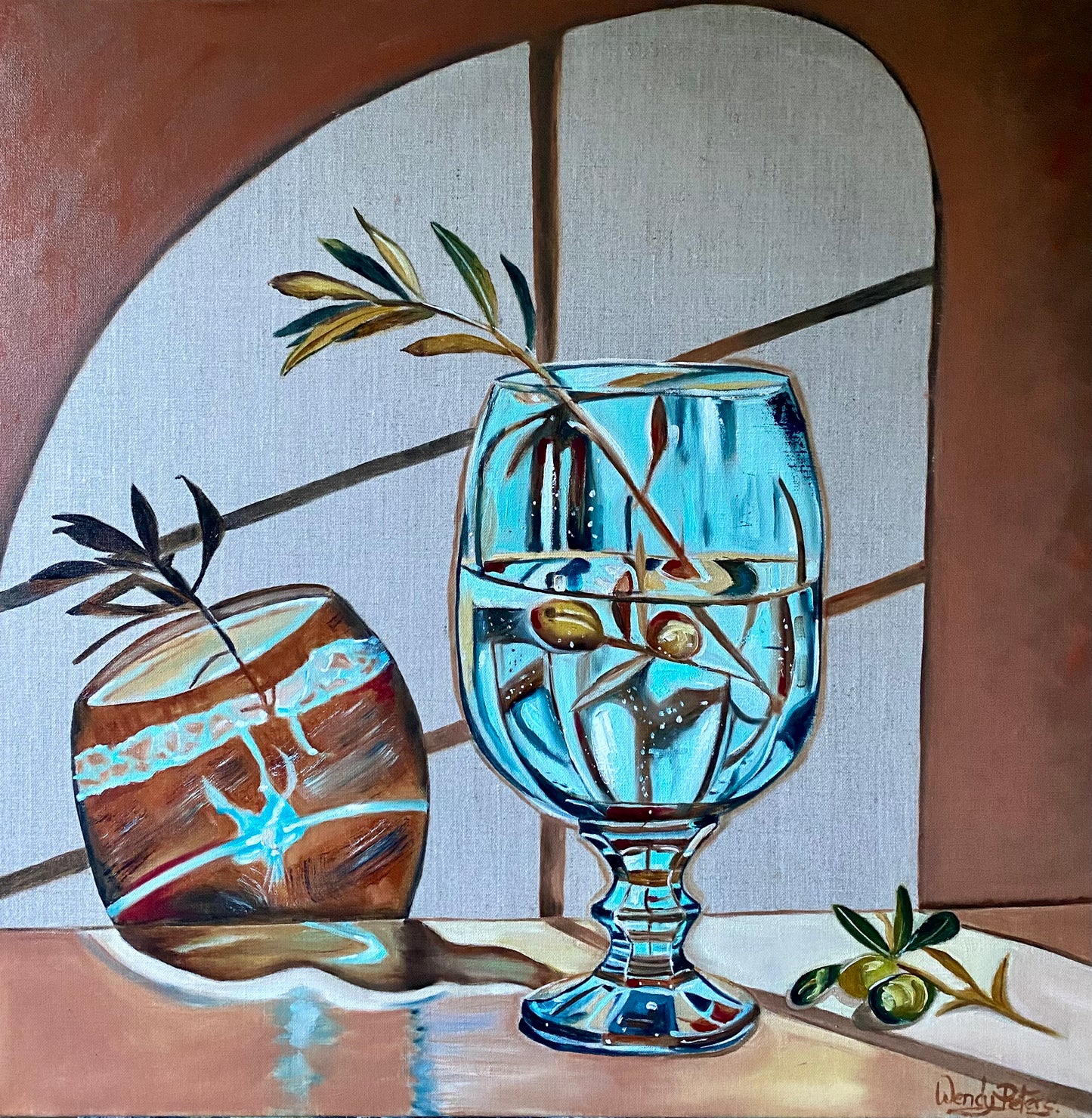 Blue Vase and Olive Branch
