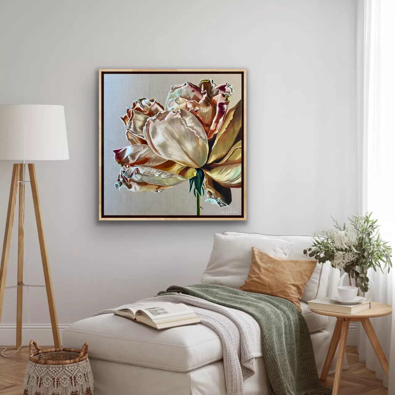 Dupion Rose - Framed