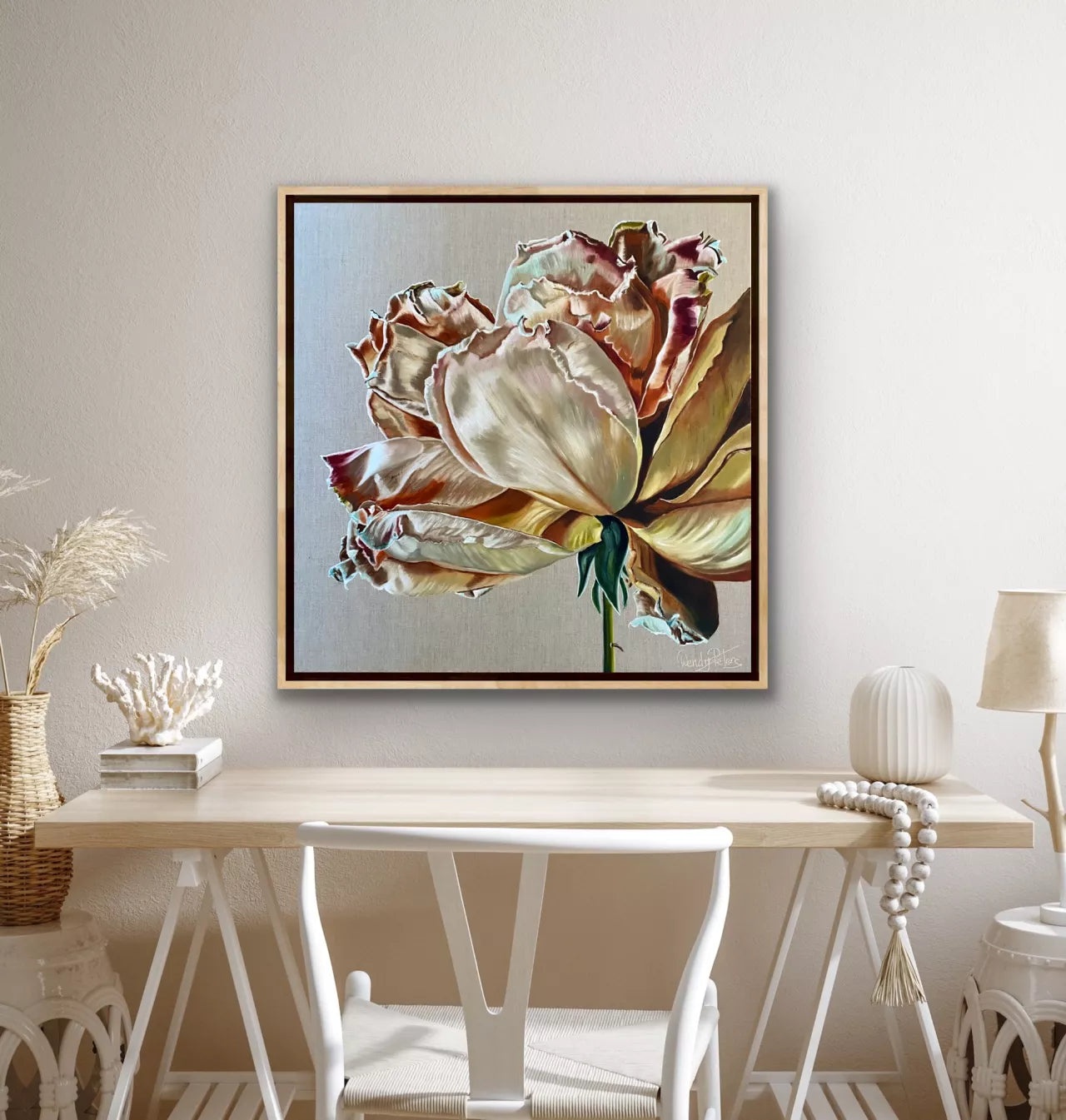 Dupion Rose - Framed