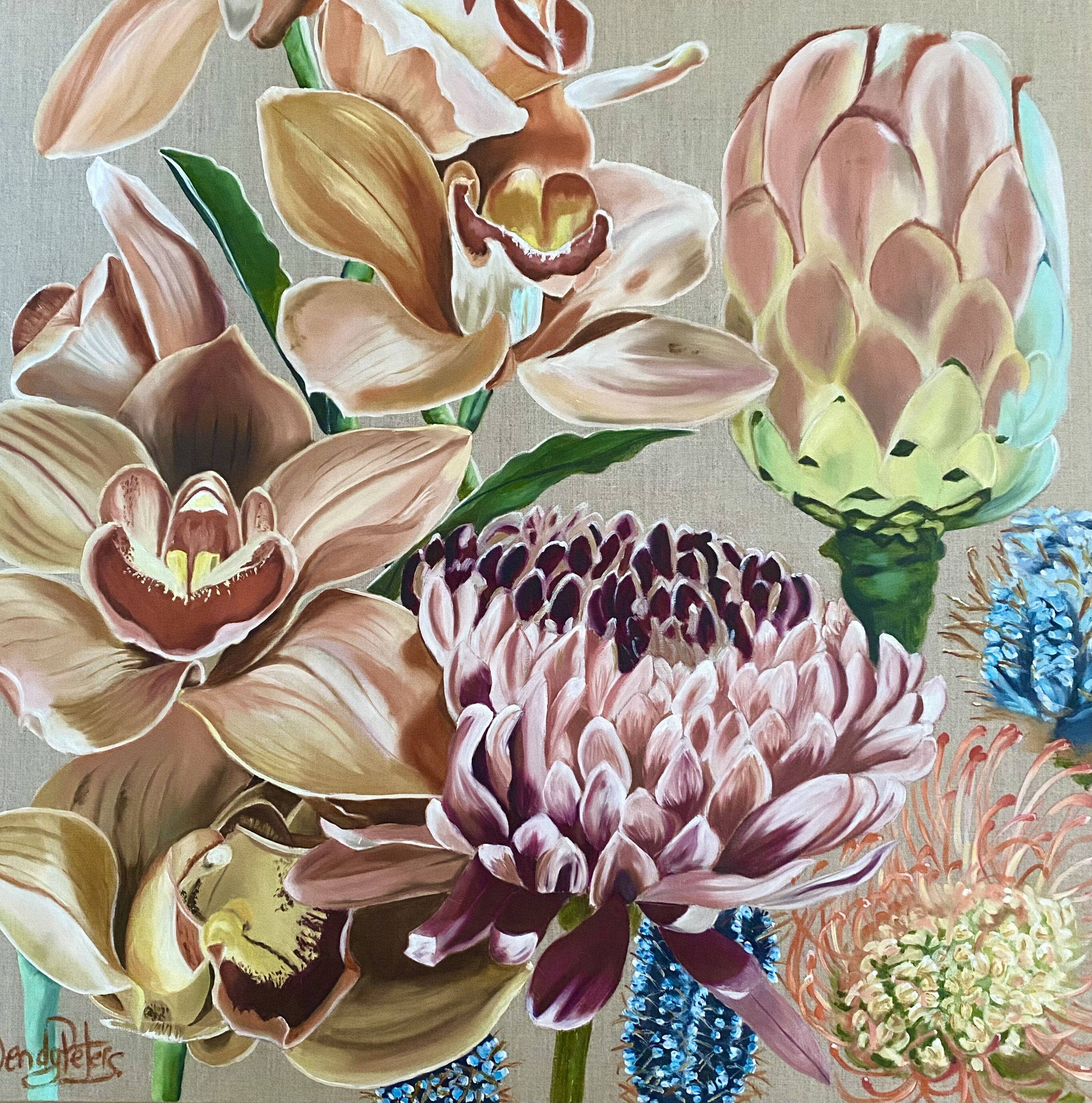 The Peachy Orchids_oil_76x76_Wendy_Peters