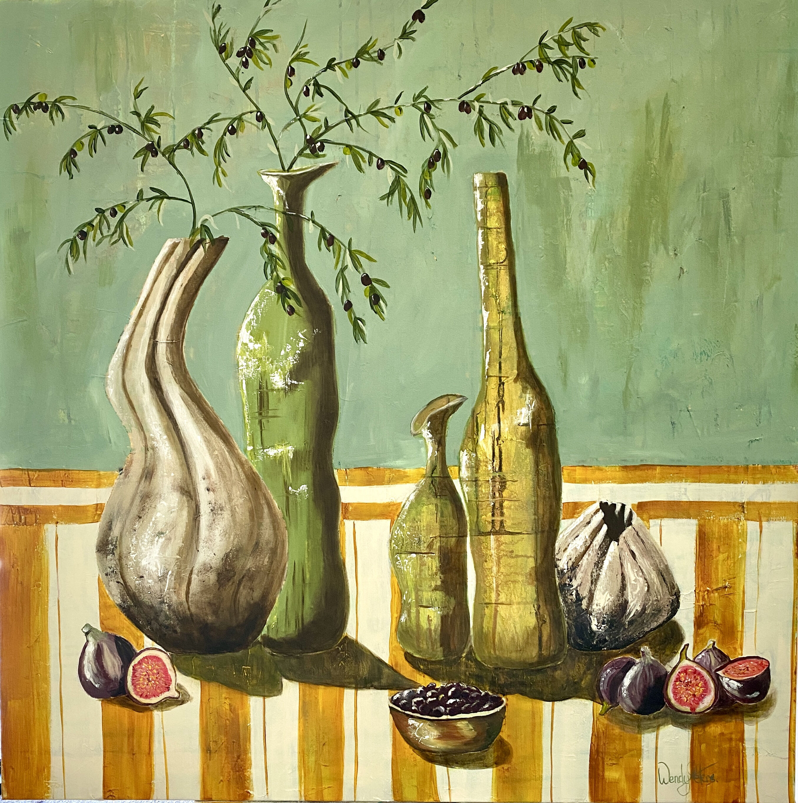 Figs_and_Olives_101x101cm_acrylic_Wendy_Peters