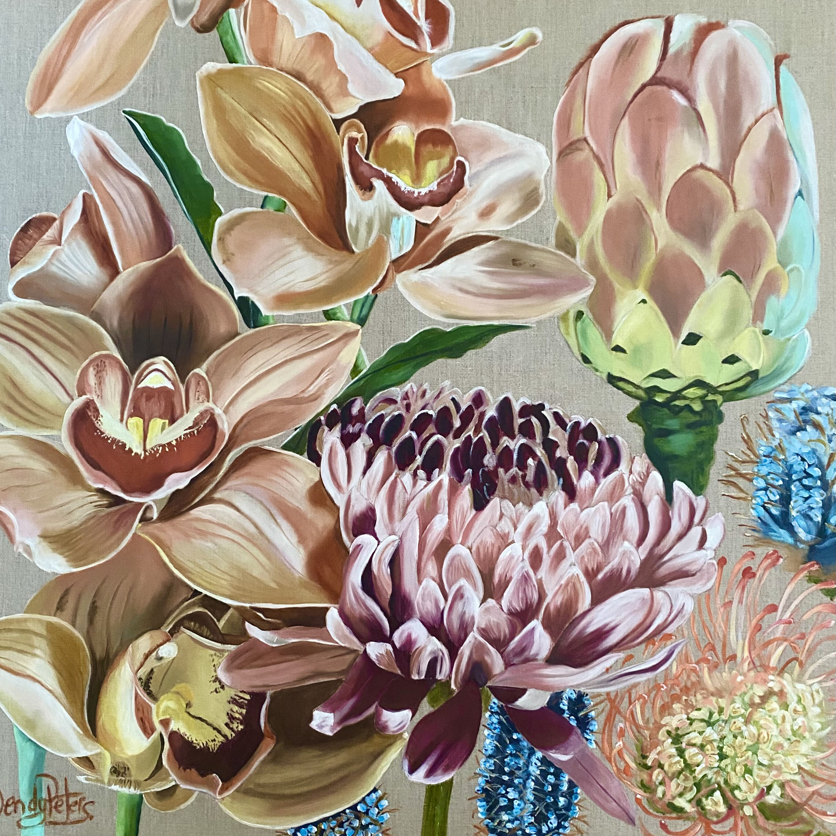 The Peachy Orchids_oil_76x76_Wendy_Peters