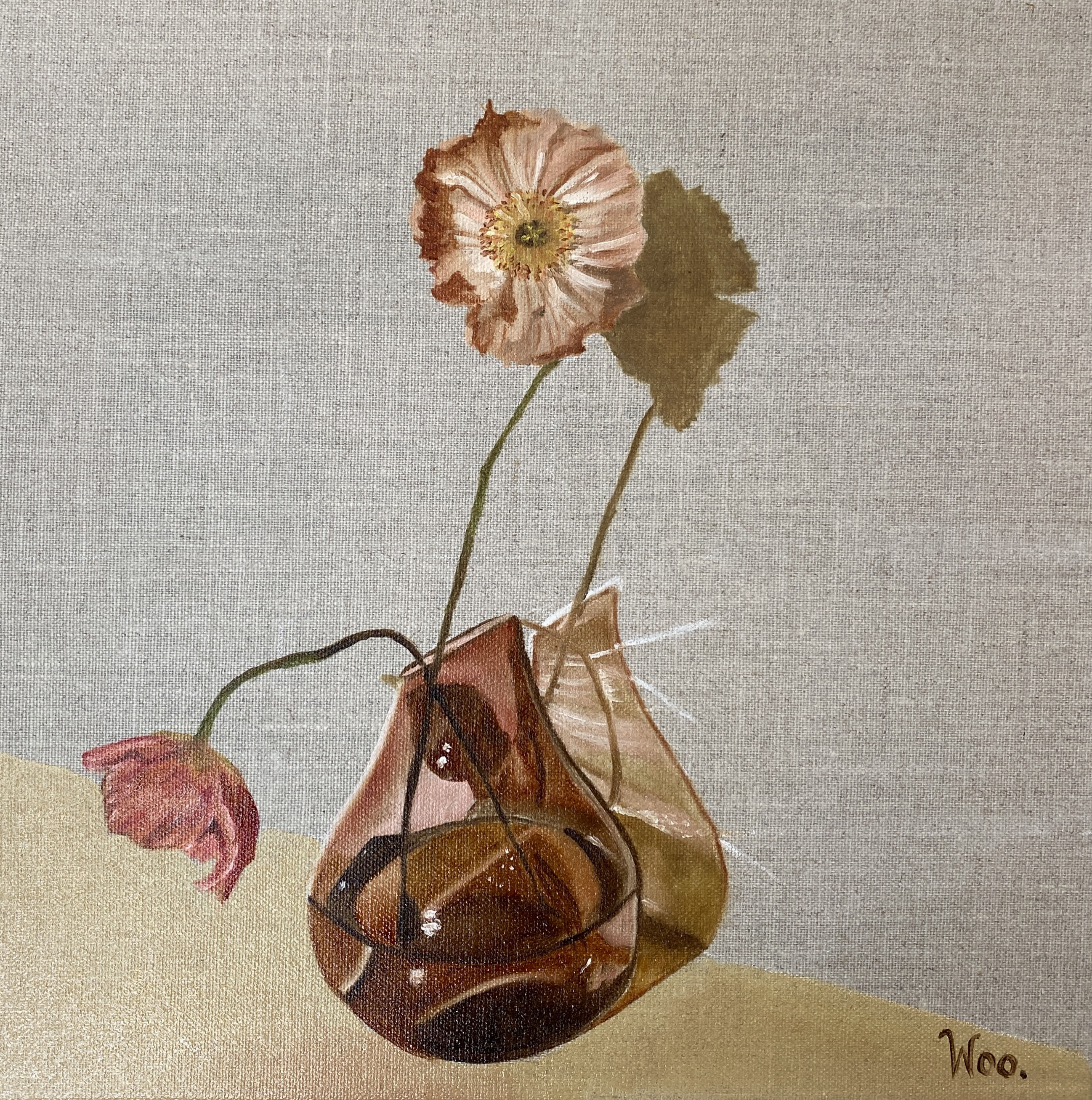 Amber_Poppies_30x30 oil on linen_Wendy_Peters