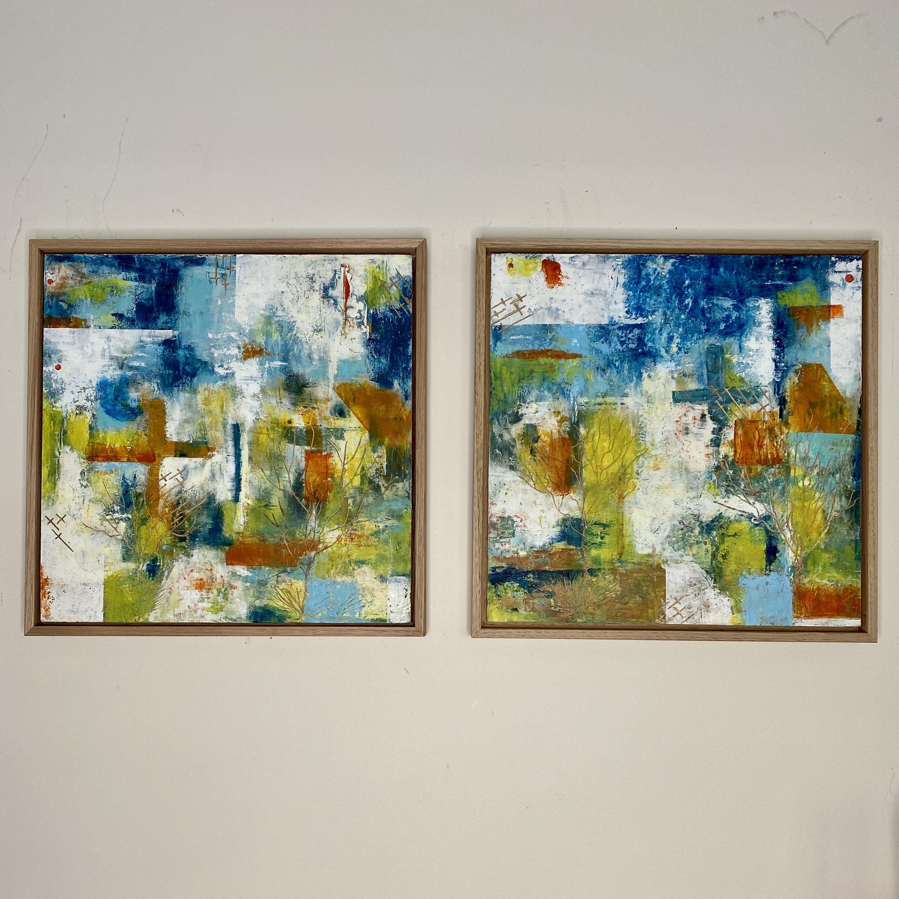 Soul Searching I & II_mixed media on wood panel_Wendy Peters